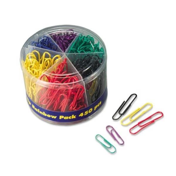Officemate OIC-97227 Plastic Coated Paper Clips  No. 2 Size  Assorted Colors  450-Pack, Officemate, Mfr#: OIC-97227